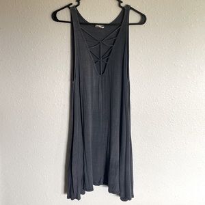 Charcoal mini dress with pockets